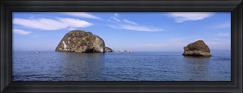 Framed Two large rocks in the ocean, Los Arcos, Bahia De Banderas, Puerto Vallarta, Jalisco, Mexico Print