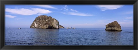 Framed Two large rocks in the ocean, Los Arcos, Bahia De Banderas, Puerto Vallarta, Jalisco, Mexico Print