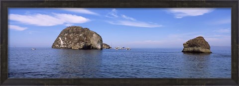 Framed Two large rocks in the ocean, Los Arcos, Bahia De Banderas, Puerto Vallarta, Jalisco, Mexico Print