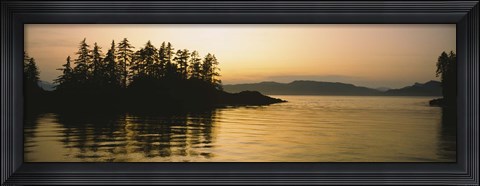 Framed Silhouette of trees in an island, Frederick Sound, Alaska, USA Print