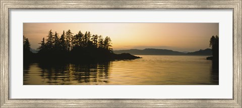 Framed Silhouette of trees in an island, Frederick Sound, Alaska, USA Print