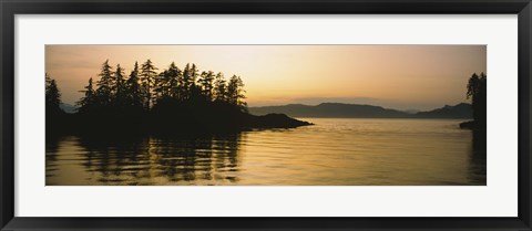 Framed Silhouette of trees in an island, Frederick Sound, Alaska, USA Print