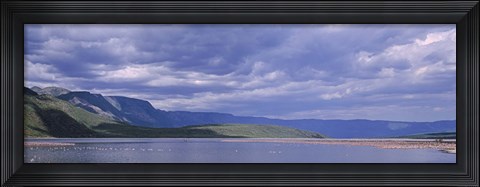 Framed Kenya, Lake Bogoria, Panoramic view of hills around a lake Print