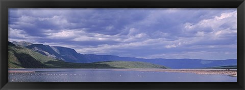 Framed Kenya, Lake Bogoria, Panoramic view of hills around a lake Print