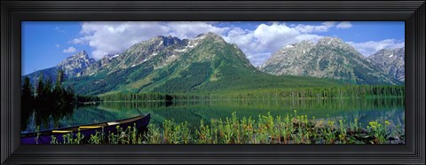 Framed Canoe Leigh Lake, Grand Teton National Park Print