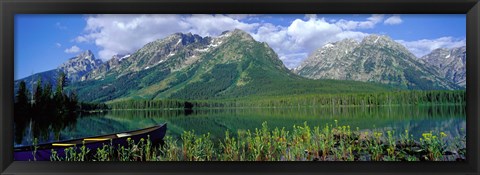 Framed Canoe Leigh Lake, Grand Teton National Park Print