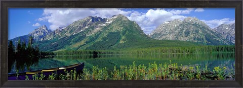 Framed Canoe Leigh Lake, Grand Teton National Park Print