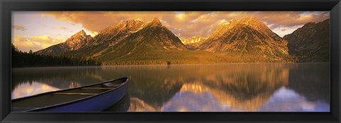 Framed Mountains Reflecting in Canoe Leigh Lake, Grand Teton National Park Print