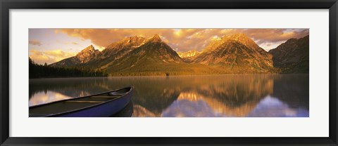 Framed Mountains Reflecting in Canoe Leigh Lake, Grand Teton National Park Print