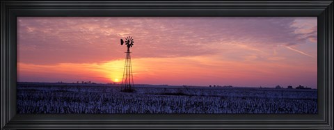 Framed Windmill Cornfield Edgar County IL USA Print