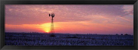 Framed Windmill Cornfield Edgar County IL USA Print