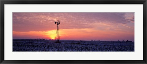 Framed Windmill Cornfield Edgar County IL USA Print