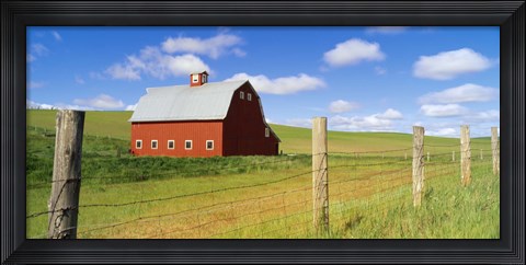 Framed Barn in a field Print