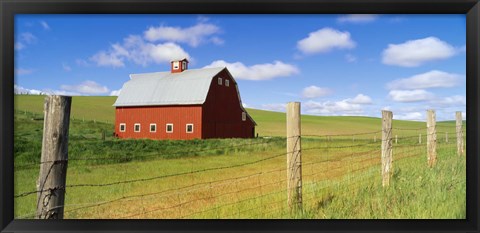 Framed Barn in a field Print