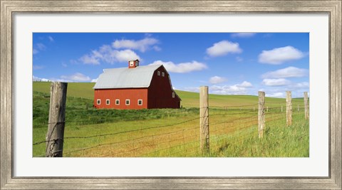 Framed Barn in a field Print