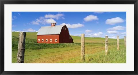 Framed Barn in a field Print