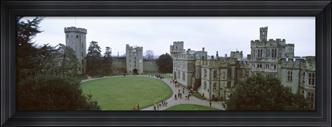 Framed High angle view of buildings in a city, Warwick Castle, Warwickshire, England Print