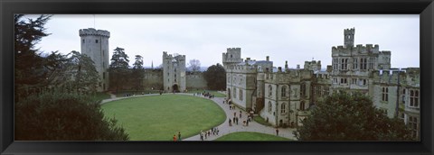 Framed High angle view of buildings in a city, Warwick Castle, Warwickshire, England Print