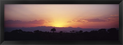 Framed Sunset over a landscape, Tarangire National Park, Tanzania Print