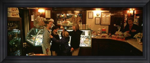 Framed Mother With Her Children In An Ice-Cream Parlor, Florence, Italy Print