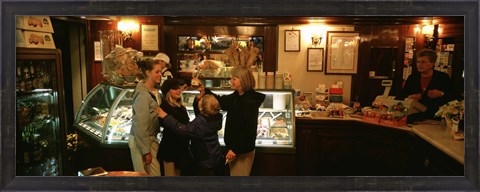 Framed Mother With Her Children In An Ice-Cream Parlor, Florence, Italy Print