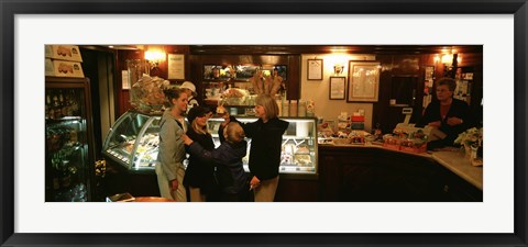 Framed Mother With Her Children In An Ice-Cream Parlor, Florence, Italy Print