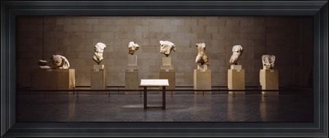Framed Elgin Marbles display in a museum, British Museum, London, England Print