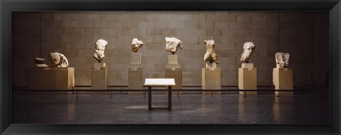 Framed Elgin Marbles display in a museum, British Museum, London, England Print