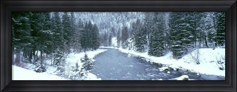 Framed USA, Montana, Gallatin River, winter Print