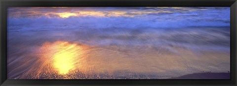 Framed Reflection of sun in water on the beach, La Jolla, California, USA Print