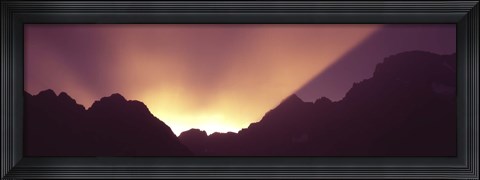 Framed Sunrise over mountains, Grand Teton National Park, Wyoming, USA Print