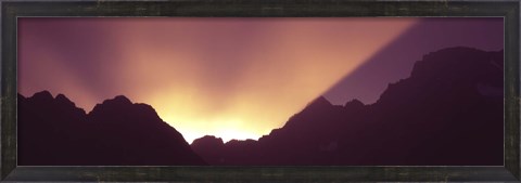 Framed Sunrise over mountains, Grand Teton National Park, Wyoming, USA Print