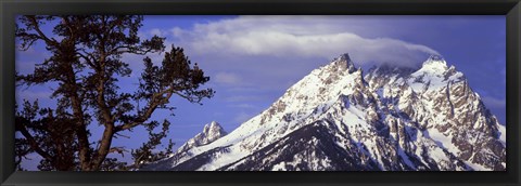 Framed Clouds over snowcapped mountains, Grand Teton National Park, Wyoming, USA Print