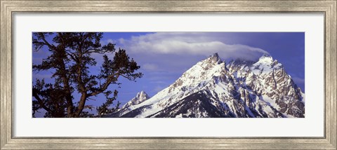 Framed Clouds over snowcapped mountains, Grand Teton National Park, Wyoming, USA Print