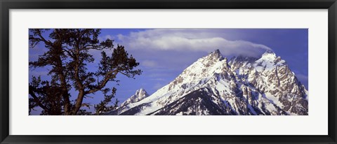 Framed Clouds over snowcapped mountains, Grand Teton National Park, Wyoming, USA Print