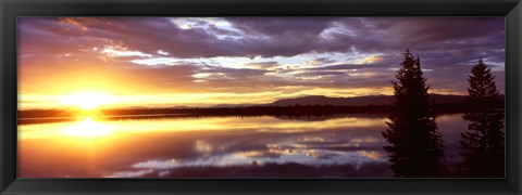 Framed Storm clouds over a lake at sunrise, Jenny Lake, Grand Teton National Park, Wyoming, USA Print