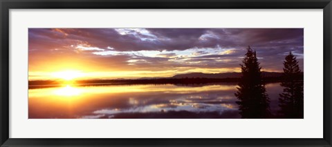 Framed Storm clouds over a lake at sunrise, Jenny Lake, Grand Teton National Park, Wyoming, USA Print