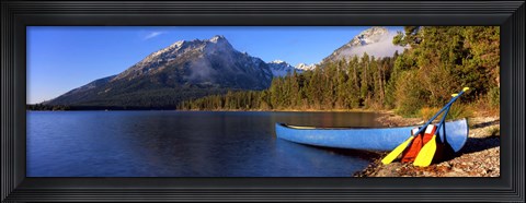 Framed Canoe at Leigh Lake, Grand Teton National Park, Wyoming Print