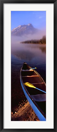 Framed Canoe and Leigh Lake in the Fog, Grand Teton National Park, Wyoming Print