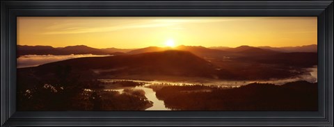 Framed Sunrise over mountains, Snake River, Signal Mountain, Grand Teton National Park, Wyoming, USA Print