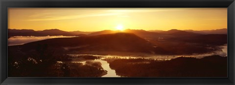 Framed Sunrise over mountains, Snake River, Signal Mountain, Grand Teton National Park, Wyoming, USA Print