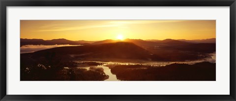 Framed Sunrise over mountains, Snake River, Signal Mountain, Grand Teton National Park, Wyoming, USA Print