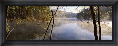 Framed Morning mist around a lake, Lake Vesuvius, Wayne National Forest, Ohio, USA Print