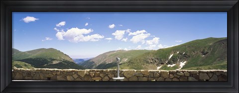 Framed Coin operated binoculars on an observation point, Rocky Mountain National Park, Colorado, USA Print