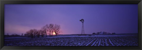 Framed Windmill in a field, Illinois, USA Print