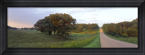 Framed Dirt road passing through a field, Wisconsin, USA Print