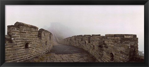 Framed Fortified wall in fog, Great Wall of China, Mutianyu, Huairou County, China Print