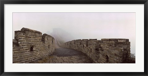 Framed Fortified wall in fog, Great Wall of China, Mutianyu, Huairou County, China Print