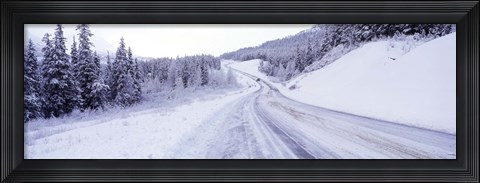 Framed Snow covered road in winter, Haines Highway, Yukon, Canada Print