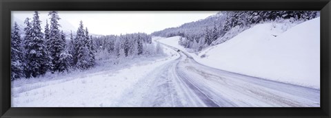 Framed Snow covered road in winter, Haines Highway, Yukon, Canada Print